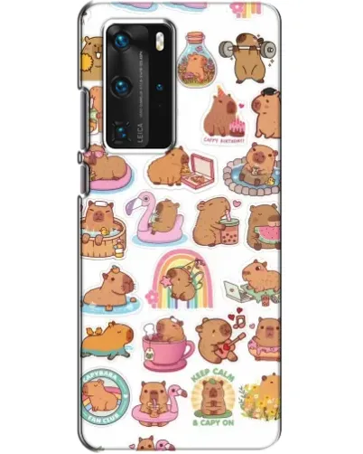 Чехол для Huawei P40 Pro с картинкой «Капибары набор»