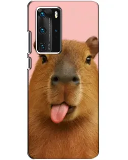 Чехол для Huawei P40 Pro с картинкой «Капибара с языком»
