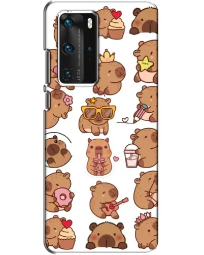 Чехол для Huawei P40 Pro с картинкой «Стикерпак с капибарами»