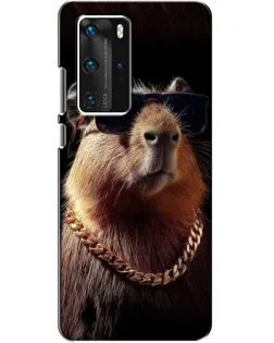 Чехол для Huawei P40 Pro с картинкой «Капибара золотая цепь»