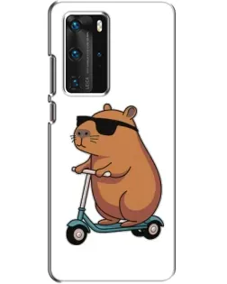 Чехол для Huawei P40 Pro с картинкой «Капибара на самокате»