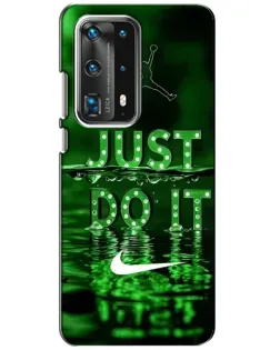 Чехол для Huawei P40 с картинкой «Зеленый неоновый Nike»