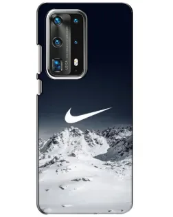 Чехол для Huawei P40 с картинкой «Nike — зимние горы»