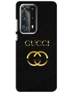 Чехол для Huawei P40 с картинкой «Золотой логотип Gucci»