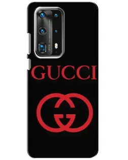 Чехол для Huawei P40 с картинкой «Gucci — красный логотип»