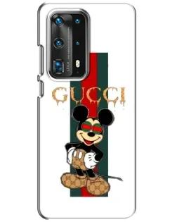 Чехол для Huawei P40 с картинкой «Микки Маус Gucci — полосы»