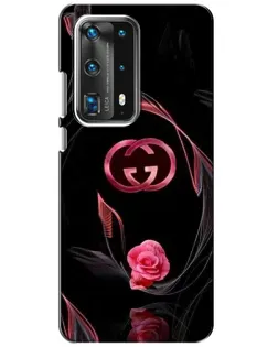 Чехол для Huawei P40 с картинкой «Gucci — неоновая роза»