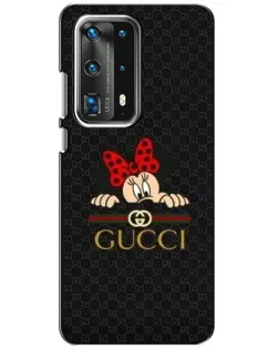 Чехол для Huawei P40 с картинкой «Минни Маус Gucci — черный»