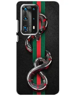 Чехол для Huawei P40 с картинкой «Gucci — змея на полосе»