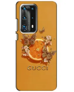 Чехол для Huawei P40 с картинкой «Gucci — золотые бабочки»