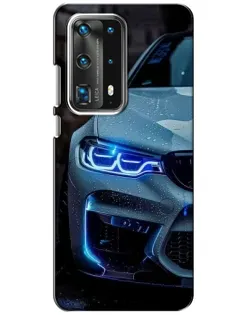 Чехол для Huawei P40 с картинкой «Взгляд BMW с синими фарами»