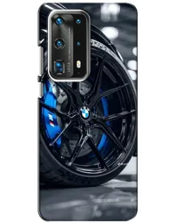 Чехол для Huawei P40 с картинкой «Колесо BMW вблизи»