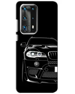 Чехол для Huawei P40 с картинкой «Темный силуэт BMW»