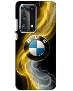 Чехол для Huawei P40 с картинкой «Золотистый дым BMW»