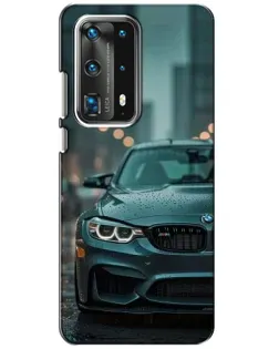 Чехол для Huawei P40 с картинкой «BMW в огнях города»