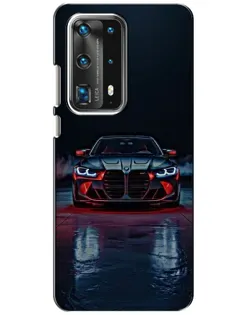 Чехол для Huawei P40 с картинкой «BMW на мокрой дороге»