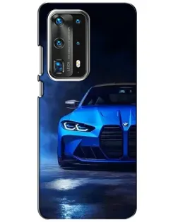 Чехол для Huawei P40 с картинкой «Голубая BMW M4»