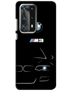 Чехол для Huawei P40 с картинкой «Минималистичный принт BMW M3»