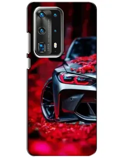 Чехол для Huawei P40 с картинкой «Спортивная BMW и цветы»