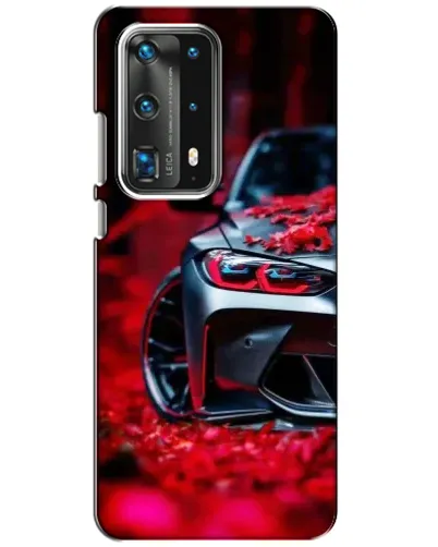 Чехол для Huawei P40 с картинкой «Спортивная BMW и цветы»