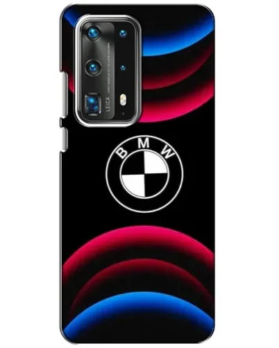 Чехол для Huawei P40 с картинкой «Логотип BMW и неоновые дуги»