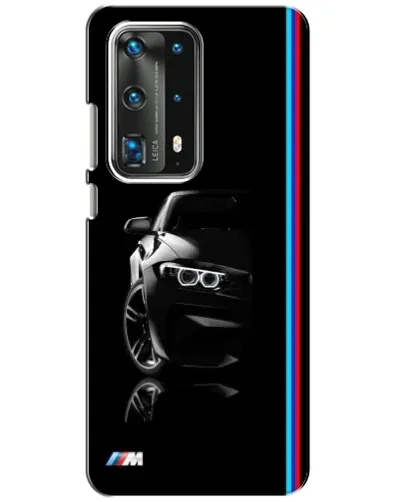 Чехол для Huawei P40 с картинкой «Силуэт BMW в темноте»