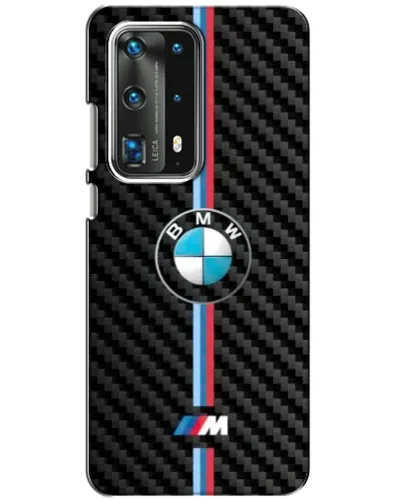 Чехол для Huawei P40 с картинкой «Эмблема BMW и карбон»