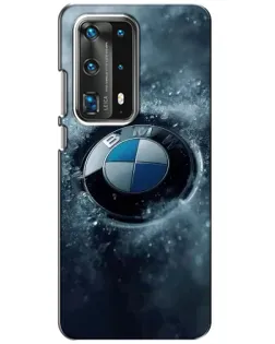 Чехол для Huawei P40 с картинкой «Логотип BMW — лед»