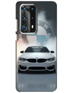 Чехол для Huawei P40 с картинкой «BMW в белом дыму»