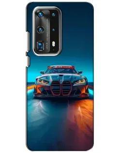 Чехол для Huawei P40 с картинкой «BMW — огни неона»