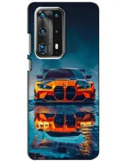 Чехол для Huawei P40 с картинкой «BMW — золотая эмблема»