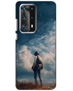 Чохол для Huawei P40 з картинкою «Герой PUBG на скелі»