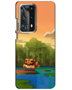 Чехол для Huawei P40 с картинкой «Майнкрафт закат солнца»