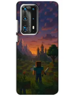 Чехол для Huawei P40 с картинкой «Стив у башни»