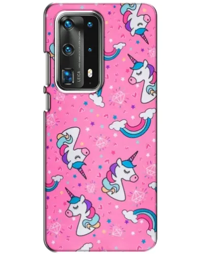 Чехол для Huawei P40 с картинкой «Unicorn паттерн розовый»