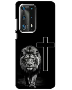 Чехол для Huawei P40 с картинкой «Лев и Крест»