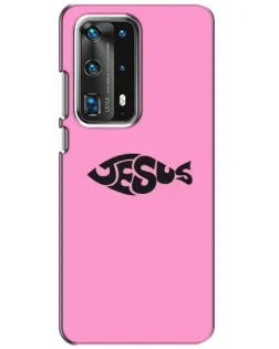 Чехол для Huawei P40 с картинкой «Розовый символ  Jesus»