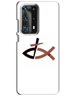 Чехол для Huawei P40 с картинкой «Рыба и крест»