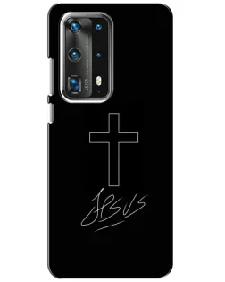 Чехол для Huawei P40 с картинкой «Графический крест Jesus»