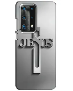 Чехол для Huawei P40 с картинкой «Металлический крест Jesus»