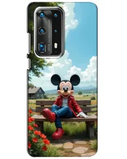 Чехол для Huawei P40 с картинкой «Микки на скамейке»