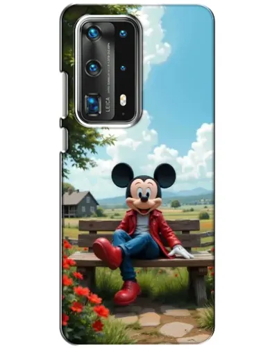 Чехол для Huawei P40 с картинкой «Микки на скамейке»