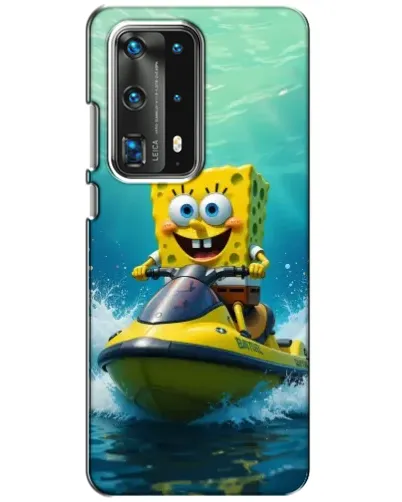 Чехол для Huawei P40 с картинкой «Спанч Боб на гидроцикле»