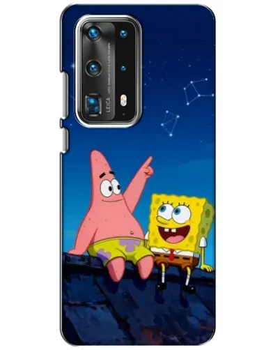 Чехол для Huawei P40 с картинкой «Губка Боб и Патрик ночью»