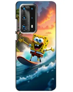 Чехол для Huawei P40 с картинкой «Губка Боб серфингист»