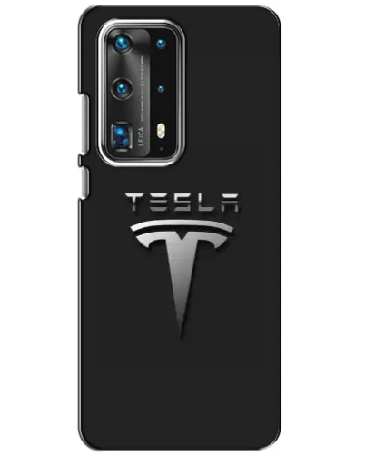 Чехол для Huawei P40 с картинкой «Стальной логотип Tesla»