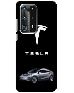 Чехол для Huawei P40 с картинкой «Tesla Model Y»