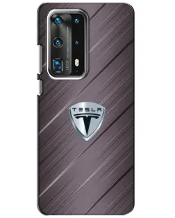 Чехол для Huawei P40 с картинкой «Металлическая текстура Tesla»