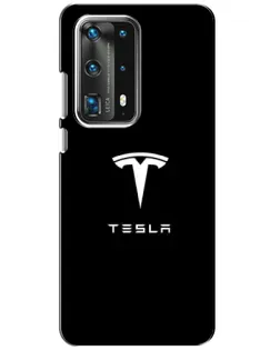 Чехол для Huawei P40 с картинкой «Tesla White Logo»