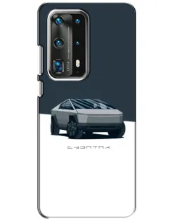 Чехол для Huawei P40 с картинкой «Серебристый Cybertruck Tesla»